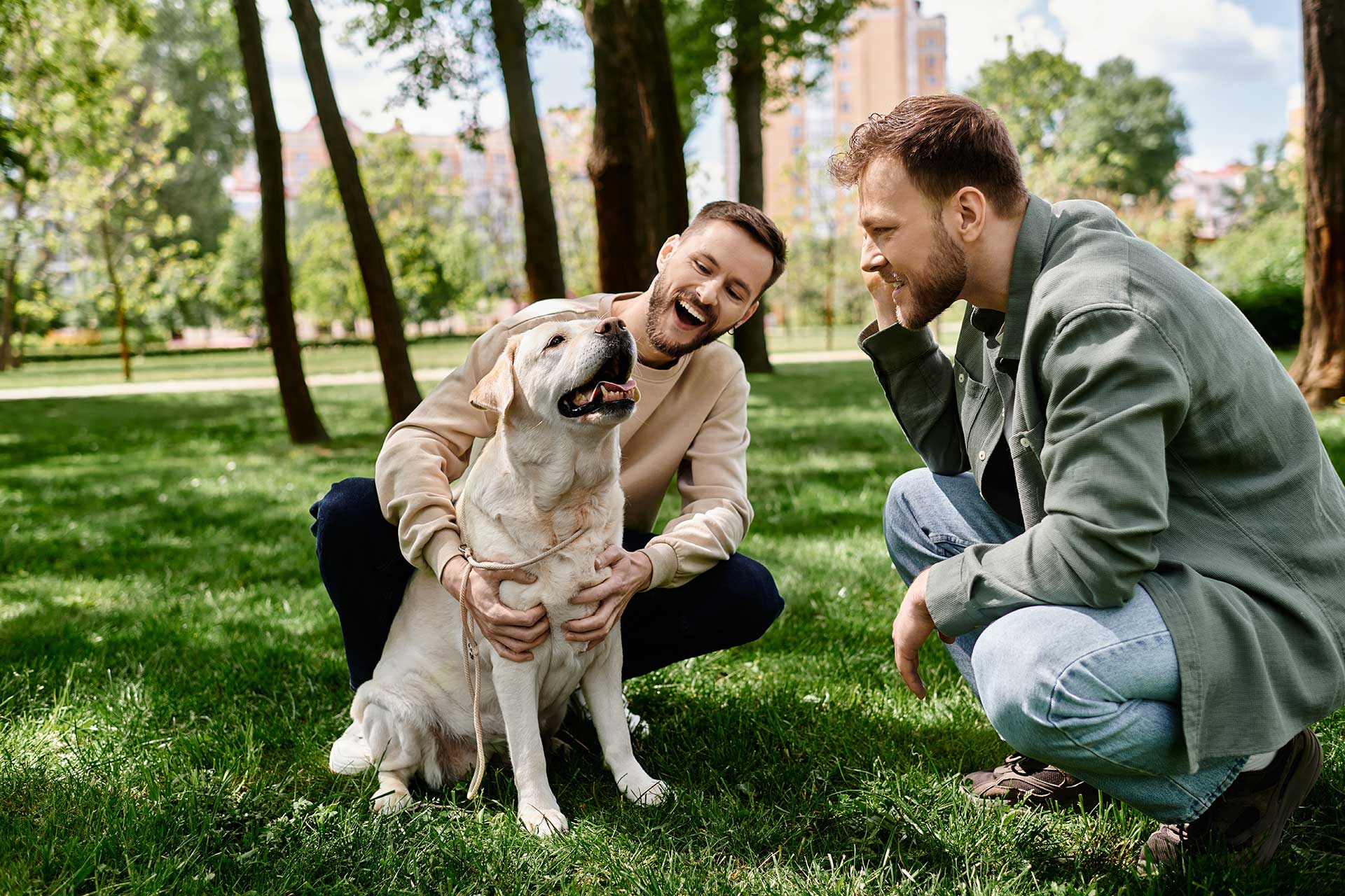 Two men and a yellow dog | Substance Use Treatment Emergence | Addiction and Behavioral Therapies in Oregon